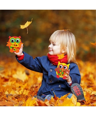 24 Sets Foam Owl Decorations DIY Owl Fall Craft Kit Assorted Foam Owl Shapes with Autumn Leaves Pumpkins Googly Eyes Pom-Poms...