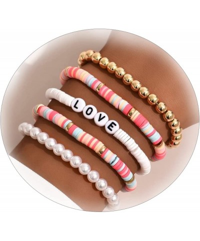 Preppy Bracelets for Girls Rainbow Clay Beads Bracelets Set Boho Surf Bracelets Stackable Stretch Bracelets for Women $18.00 ...