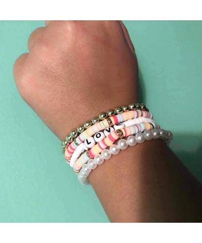 Preppy Bracelets for Girls Rainbow Clay Beads Bracelets Set Boho Surf Bracelets Stackable Stretch Bracelets for Women $18.00 ...