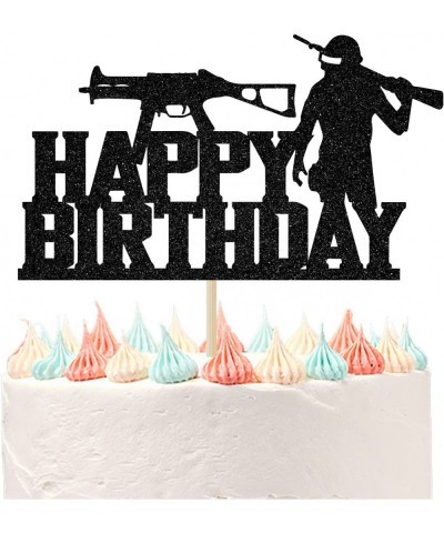 Video Game Happy Birthday Cake Toppers - PUBG Happy Birthday Cake Decorations Picks for Kids Gaming Themed Birthday Party Bla...