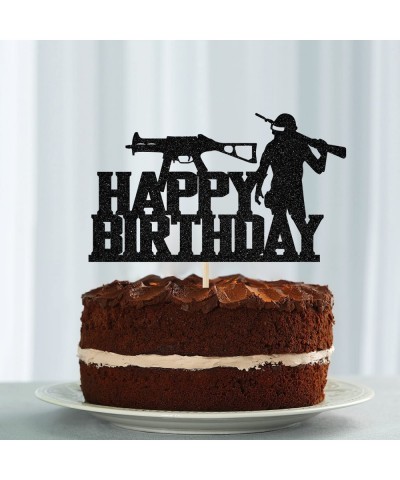 Video Game Happy Birthday Cake Toppers - PUBG Happy Birthday Cake Decorations Picks for Kids Gaming Themed Birthday Party Bla...