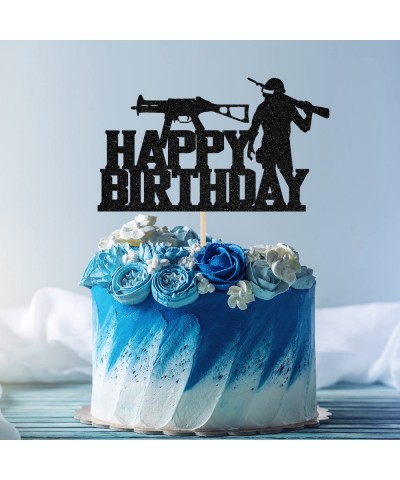 Video Game Happy Birthday Cake Toppers - PUBG Happy Birthday Cake Decorations Picks for Kids Gaming Themed Birthday Party Bla...