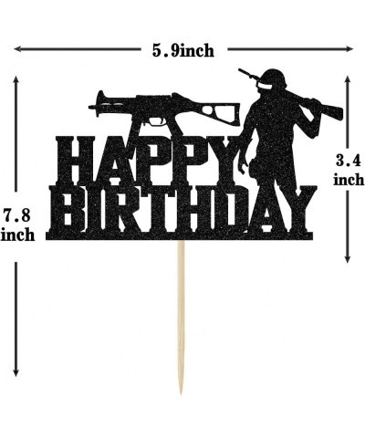 Video Game Happy Birthday Cake Toppers - PUBG Happy Birthday Cake Decorations Picks for Kids Gaming Themed Birthday Party Bla...