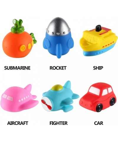 6 packs No Hole Boat Bath Toy Set Light up Changing Color in Water Floating Rubber Bathtub Toys for Baby Toddler Infant Boy G...