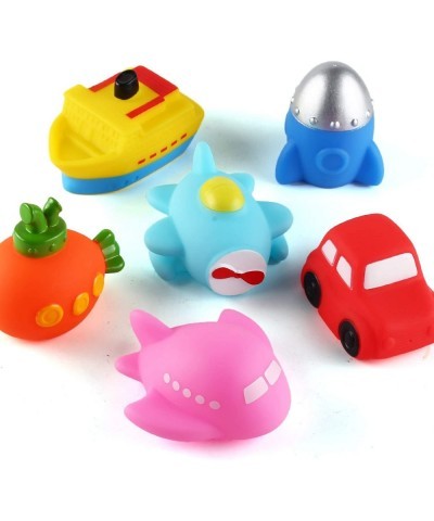 6 packs No Hole Boat Bath Toy Set Light up Changing Color in Water Floating Rubber Bathtub Toys for Baby Toddler Infant Boy G...