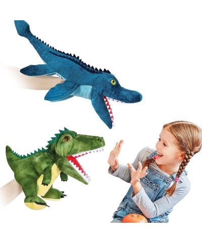 2Pcs Dinosaurs Plush Toys Stuffed Animals Mosasaurus and T-Rex Dinosaur Hand Puppets Kids Toys Plush Alligator Christmas for ...