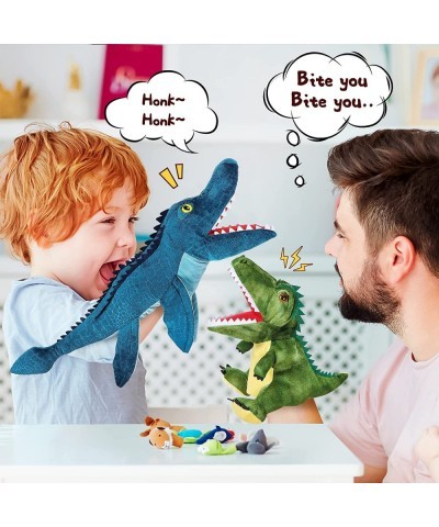 2Pcs Dinosaurs Plush Toys Stuffed Animals Mosasaurus and T-Rex Dinosaur Hand Puppets Kids Toys Plush Alligator Christmas for ...