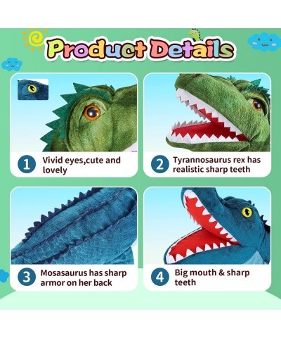 2Pcs Dinosaurs Plush Toys Stuffed Animals Mosasaurus and T-Rex Dinosaur Hand Puppets Kids Toys Plush Alligator Christmas for ...