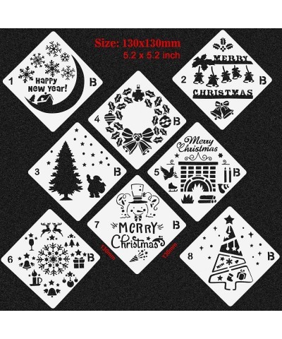 16Pack Christmas Stencils Templates Reusable Plastic Craft Drawing Painting Template Xmas Stencils for Greeting Cards Albums ...