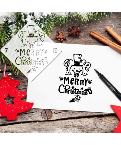 16Pack Christmas Stencils Templates Reusable Plastic Craft Drawing Painting Template Xmas Stencils for Greeting Cards Albums ...