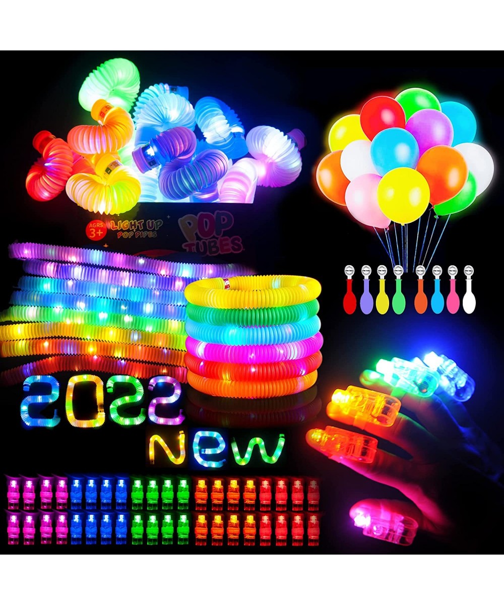 64PCS Glow in the Dark Party Supplies - 8 Light Up Pop Tubes 40 Finger Lights 16LED Balloons Light Up Party Favors For Kids 8...