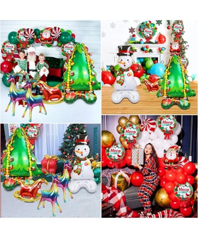 7Pcs Christmas Balloons 48”Huge Christmas Tree Snowman Reindeer Sled Santa Claus Aluminum Foil Balloon for Birthday Baby Show...