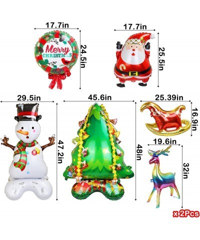 7Pcs Christmas Balloons 48”Huge Christmas Tree Snowman Reindeer Sled Santa Claus Aluminum Foil Balloon for Birthday Baby Show...