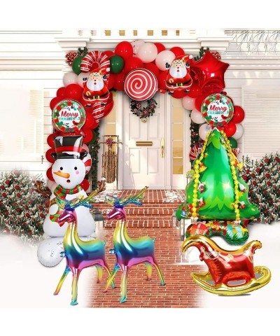 7Pcs Christmas Balloons 48”Huge Christmas Tree Snowman Reindeer Sled Santa Claus Aluminum Foil Balloon for Birthday Baby Show...