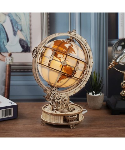 3D Wooden Puzzles Globe Model Kit for Adults to Build 3D Puzzles Night Light Desk Display Toy Unique Gift for Birthday/Annive...