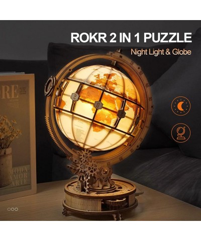 3D Wooden Puzzles Globe Model Kit for Adults to Build 3D Puzzles Night Light Desk Display Toy Unique Gift for Birthday/Annive...