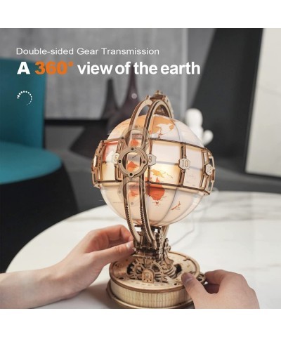 3D Wooden Puzzles Globe Model Kit for Adults to Build 3D Puzzles Night Light Desk Display Toy Unique Gift for Birthday/Annive...