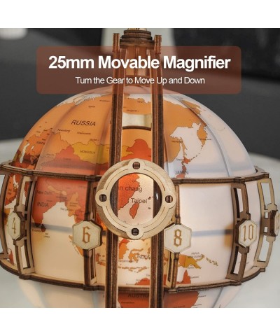 3D Wooden Puzzles Globe Model Kit for Adults to Build 3D Puzzles Night Light Desk Display Toy Unique Gift for Birthday/Annive...