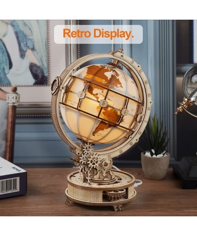 3D Wooden Puzzles Globe Model Kit for Adults to Build 3D Puzzles Night Light Desk Display Toy Unique Gift for Birthday/Annive...