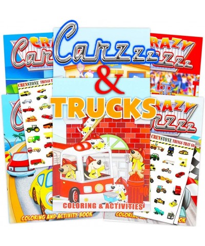 Cars and Trucks Coloring Book Set -- 6 Books with 576 Pages and Crenstone Stickers (Cars Fire Trucks Construction Trains and ...