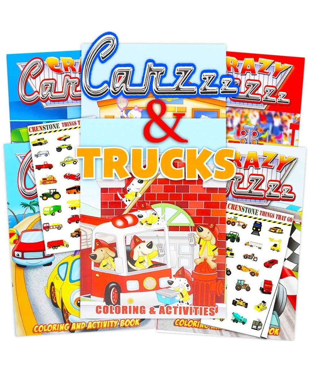 Cars and Trucks Coloring Book Set -- 6 Books with 576 Pages and Crenstone Stickers (Cars Fire Trucks Construction Trains and ...