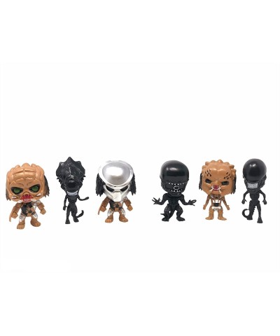 Alien vs Predator Action Figure Set and Cake Topper - 6 Pcs Alien Versus Predator Cartoon Toys Set Comes with Keychain - Pred...