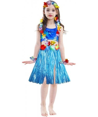 Girl's Elastic Hawaiian Hula Dancer Grass Skirt with Flower Costume $22.18 Kids' Costumes