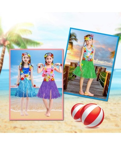 Girl's Elastic Hawaiian Hula Dancer Grass Skirt with Flower Costume $22.18 Kids' Costumes