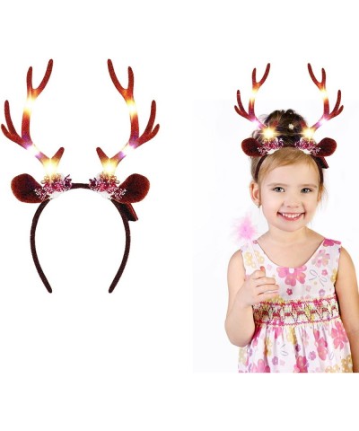 Christmas Reindeer Headband Light-Up Reindeer Headbands with LED Christmas Berry Headbands for Christmas Supplies and Holiday...