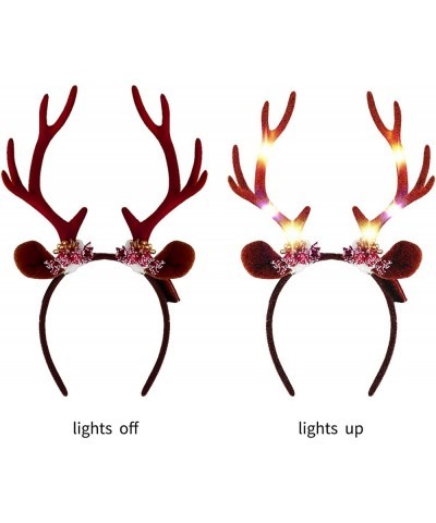 Christmas Reindeer Headband Light-Up Reindeer Headbands with LED Christmas Berry Headbands for Christmas Supplies and Holiday...