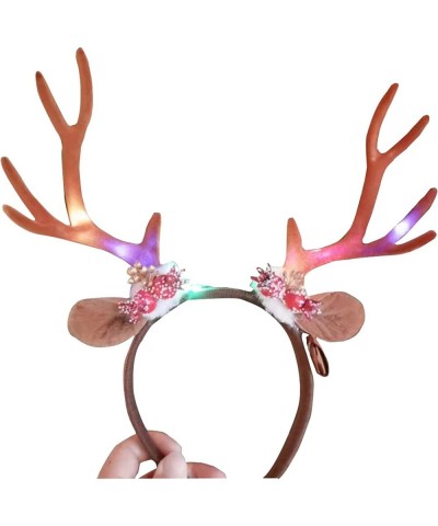 Christmas Reindeer Headband Light-Up Reindeer Headbands with LED Christmas Berry Headbands for Christmas Supplies and Holiday...