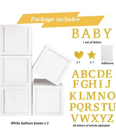 5pcs Baby Boxes with Letters White Baby Blocks with 32 Gold Letters for Birthday Party Gender Reveal Wedding Decorations $20....