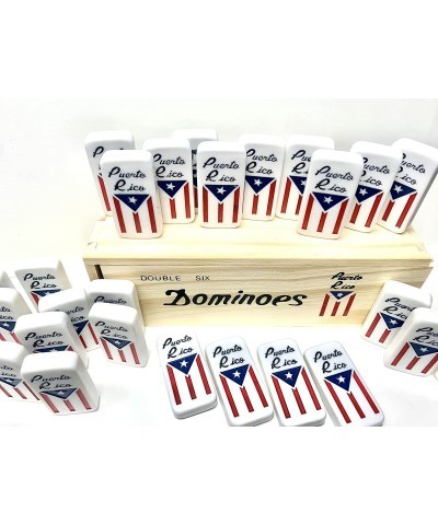 Puerto Rico Domino. Puerto Rico Domino Game with Puerto Rico Flag in All The Pieces and Box. Juego de Domino con Bandera de P...