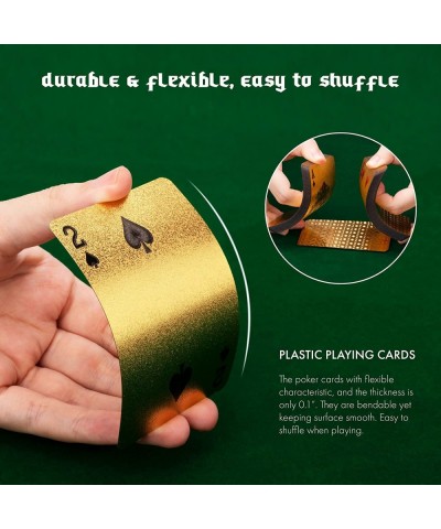 Waterproof Playing Cards Cool Gold Playing Cards Poker Cards Game for Adults Plastic Deck of Cards for Family Game Party and ...