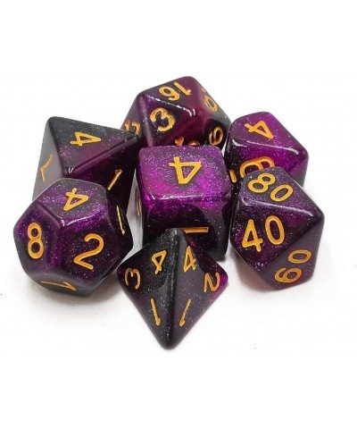 7 Pcs Glitter Nebula DND Dice Set for Roleplaying Dice Games as Dungeons and Dragons Pathfinder Warhammer Etc. (Purple Black ...