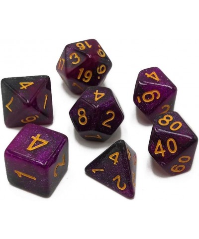 7 Pcs Glitter Nebula DND Dice Set for Roleplaying Dice Games as Dungeons and Dragons Pathfinder Warhammer Etc. (Purple Black ...