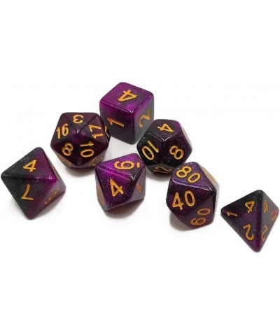 7 Pcs Glitter Nebula DND Dice Set for Roleplaying Dice Games as Dungeons and Dragons Pathfinder Warhammer Etc. (Purple Black ...