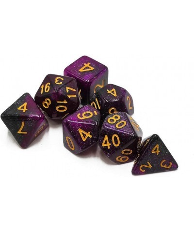 7 Pcs Glitter Nebula DND Dice Set for Roleplaying Dice Games as Dungeons and Dragons Pathfinder Warhammer Etc. (Purple Black ...