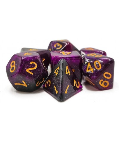 7 Pcs Glitter Nebula DND Dice Set for Roleplaying Dice Games as Dungeons and Dragons Pathfinder Warhammer Etc. (Purple Black ...