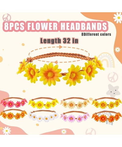 24Pcs Groovy Hippie Party Decorations 60s 70s Party Favors Retro Hippie Boho Flower Sunglasses Daisy Headbands Peace Sign Nec...