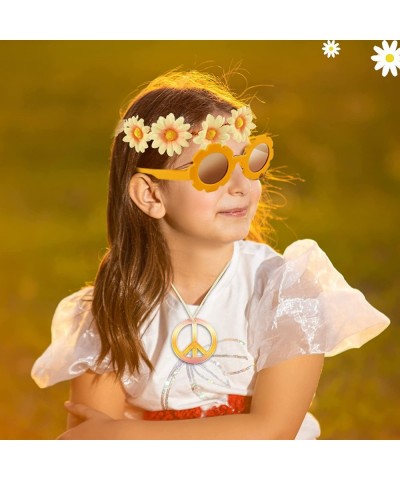 24Pcs Groovy Hippie Party Decorations 60s 70s Party Favors Retro Hippie Boho Flower Sunglasses Daisy Headbands Peace Sign Nec...