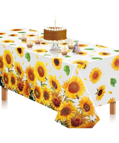 Sunflower Party Tablecloth Extra-Large 108” x 54” Disposable Sunshine Plastic Table Covers Ideal for Sunflower Theme Baby Sho...