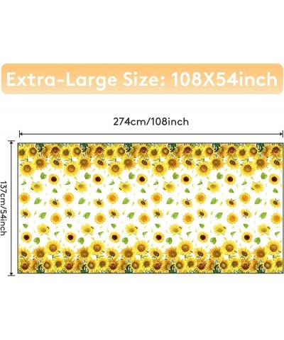 Sunflower Party Tablecloth Extra-Large 108” x 54” Disposable Sunshine Plastic Table Covers Ideal for Sunflower Theme Baby Sho...