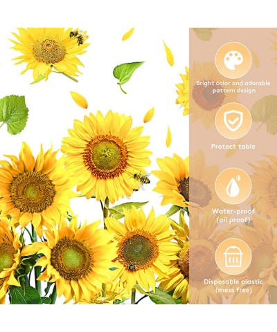 Sunflower Party Tablecloth Extra-Large 108” x 54” Disposable Sunshine Plastic Table Covers Ideal for Sunflower Theme Baby Sho...