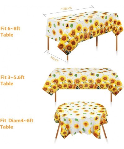 Sunflower Party Tablecloth Extra-Large 108” x 54” Disposable Sunshine Plastic Table Covers Ideal for Sunflower Theme Baby Sho...