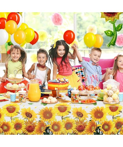 Sunflower Party Tablecloth Extra-Large 108” x 54” Disposable Sunshine Plastic Table Covers Ideal for Sunflower Theme Baby Sho...