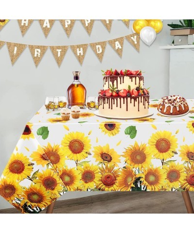 Sunflower Party Tablecloth Extra-Large 108” x 54” Disposable Sunshine Plastic Table Covers Ideal for Sunflower Theme Baby Sho...