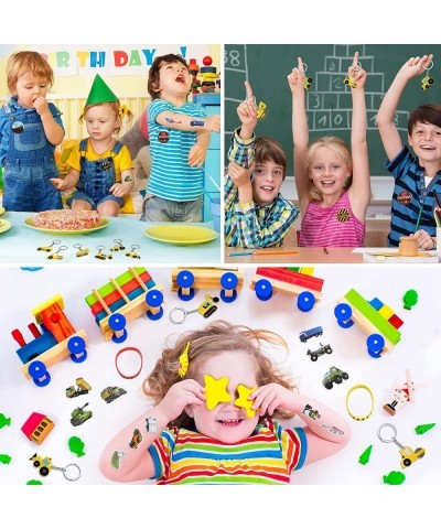 86 Pcs Construction Birthday Party Supplies Silicone Bracelet Wristband Kids Truck Keychain Transportation Tools Theme Button...