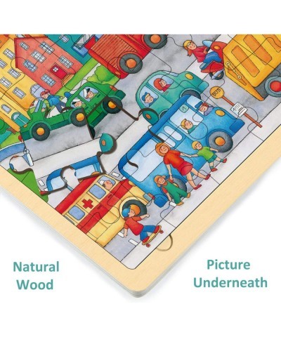 24 Piece Puzzles for Kids Ages 3-5 in 2 Designs with Picture Underneath Unique Pieces Wooden Jigsaw Puzzle for 2 3 4 Year Old...