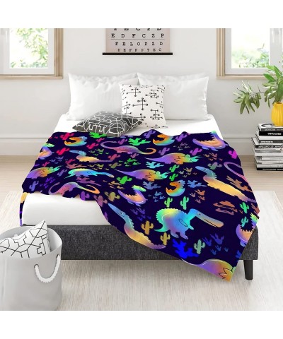 Colorful Dinosaur Collage Black Ulta Soft Fleece Flannel Blankets Birthday Halloween Throw Blanket Bedding Outdoor Cover All ...